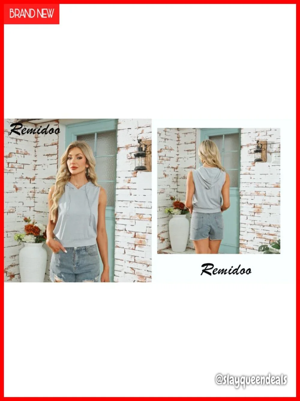 N/A sleeveless hooded